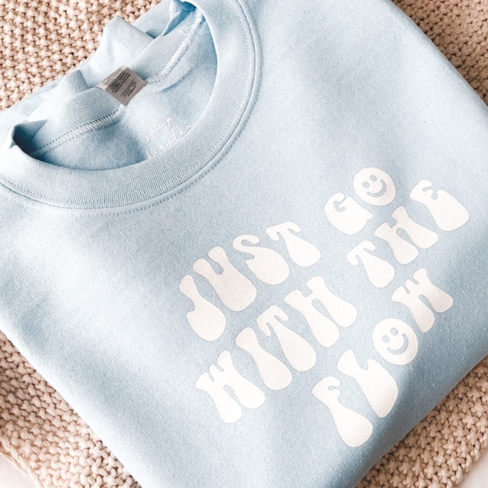 Just Go With the Flow 〜 Light Blue Crewneck Sweatshirt